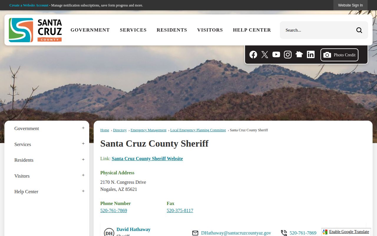 Santa Cruz County recent arrest records Sheriff directory contact page