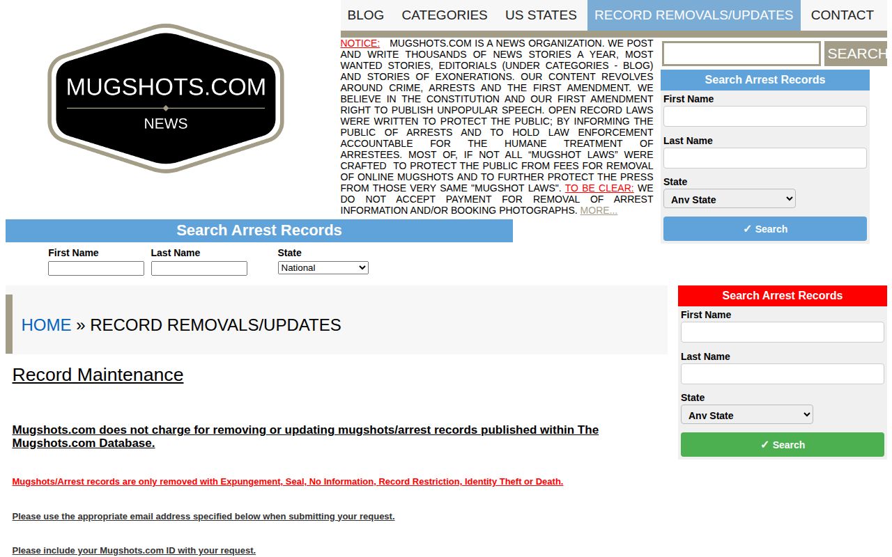 Santa Cruz County arrest record context on an unofficial record-maintenance page